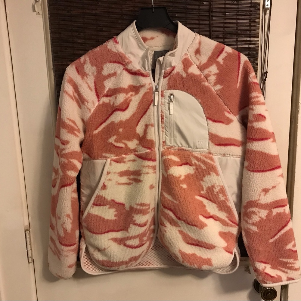Sweaty Betty Sherpa Fleece Sz S Pink Camouflage Pennine Zip Up Jacket